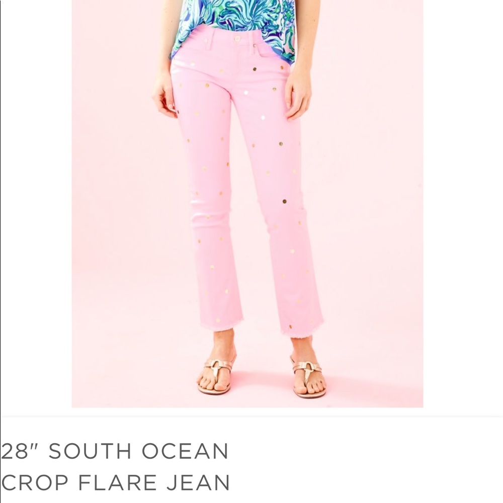 NWT Lilly Pulitzer Pink Tropics polka dot jean